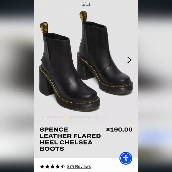 Dr. Martens Spence Leather Flared Heel Chelsea Boots 7W - Picture 8 of 10